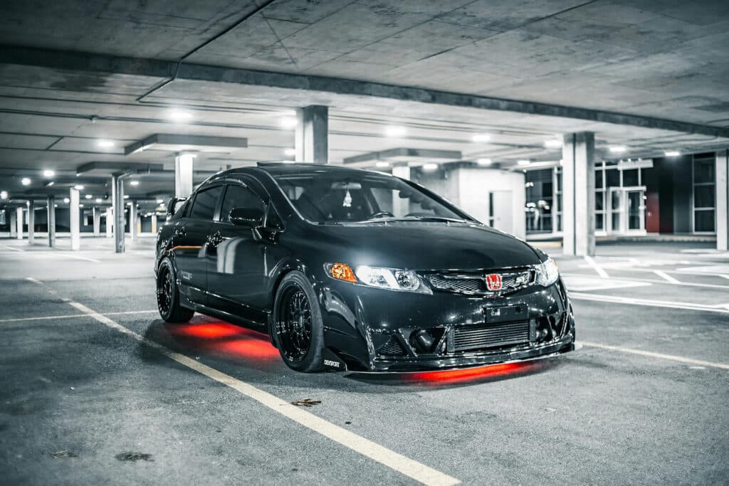 Honda Civic with red underglow